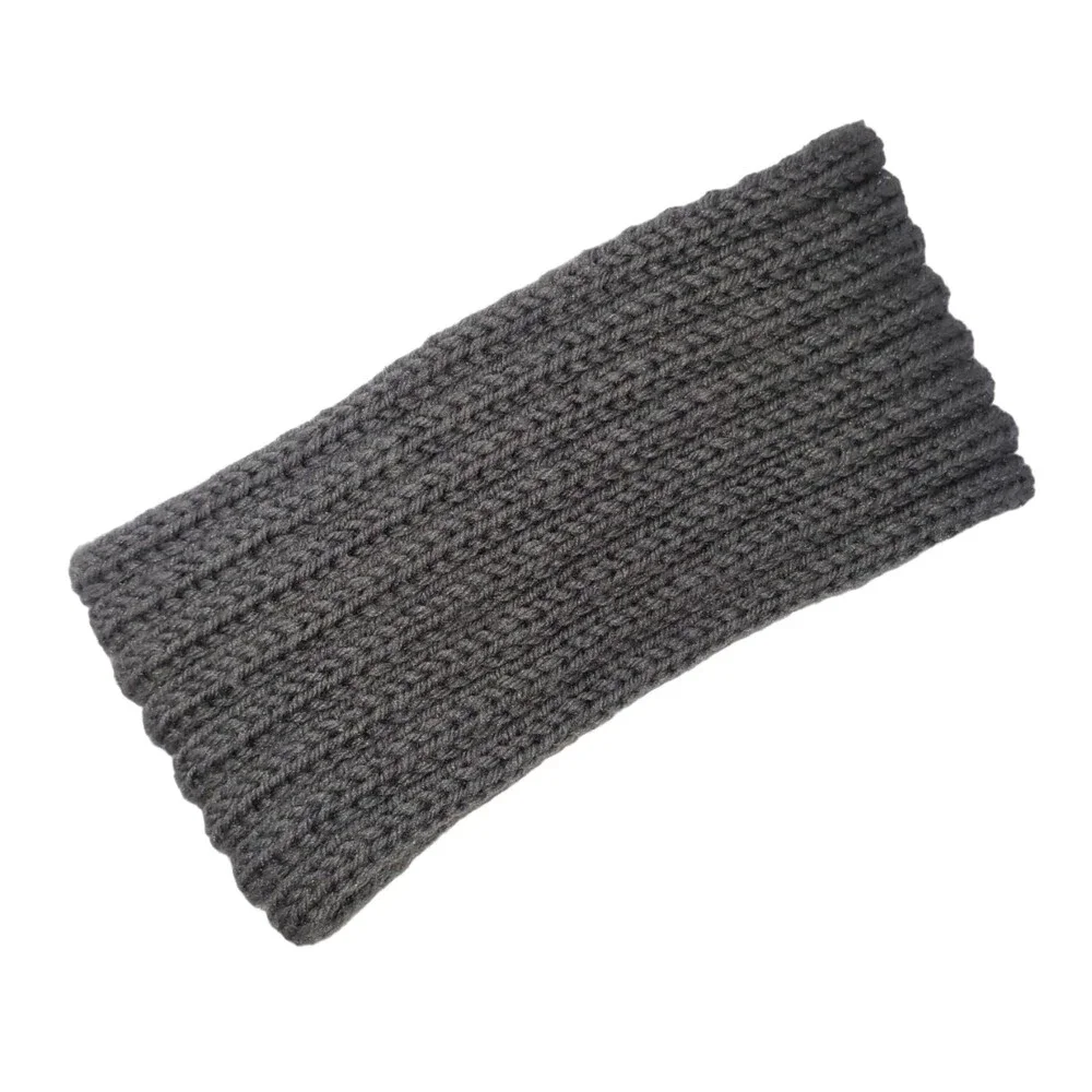 Gray Crochet Headband with Rhinestone Detail Bow
